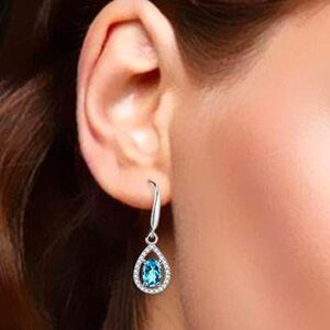 BRILLIANCE SWAROVSKI TOPAZ & DIAMOND ACCENT EARRINGS